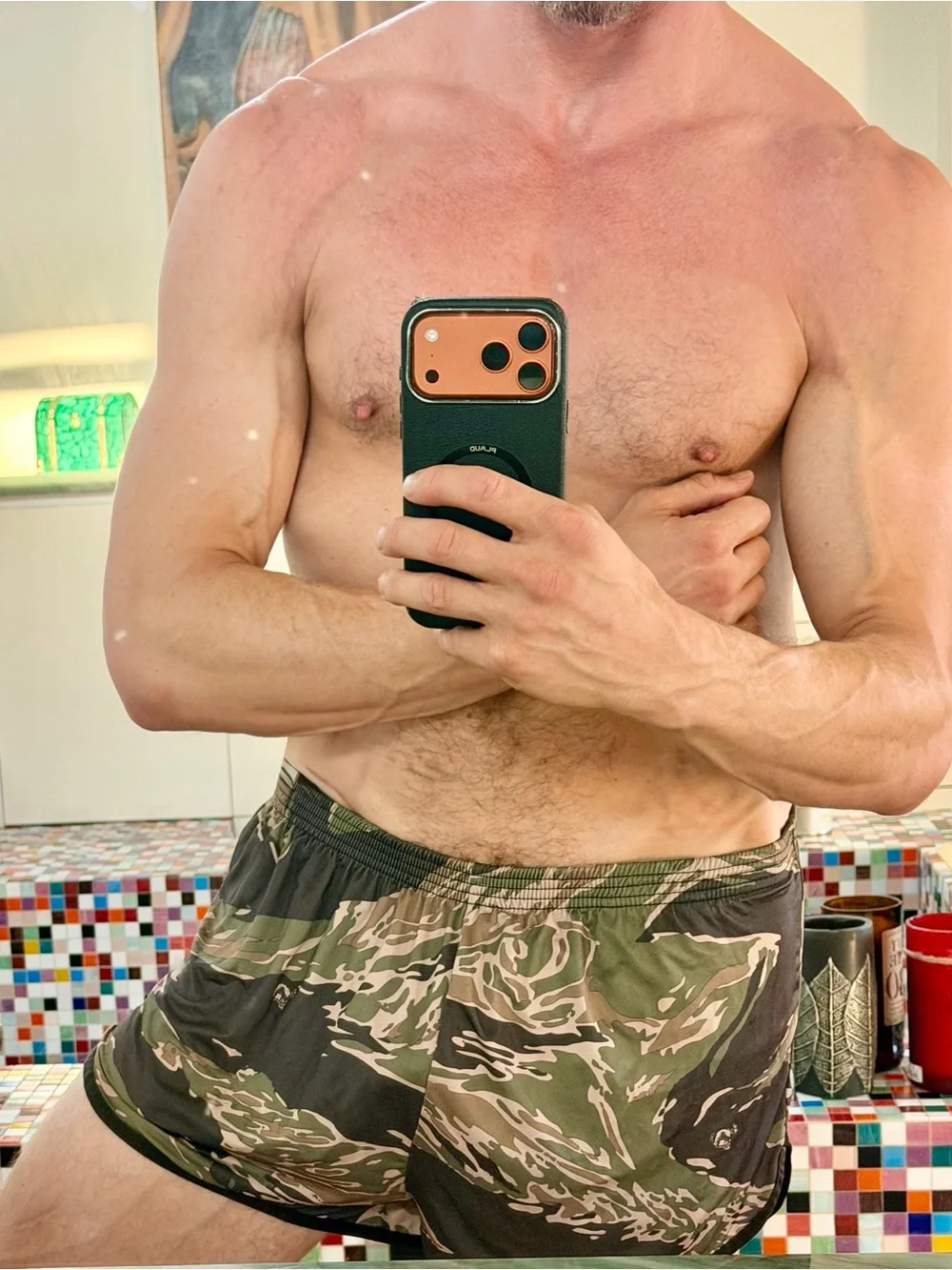 Men's Camouflage Athletic “silkies” army  Shorts - Olive Camo